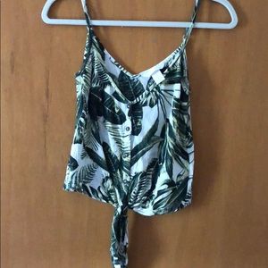 H&M Leaf Print Tie Tank Top